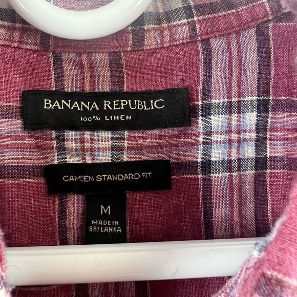Banana Republic Mens Shirt Short Sleeve Button Camden Standard Fit Linen Medium - Picture 6 of 6